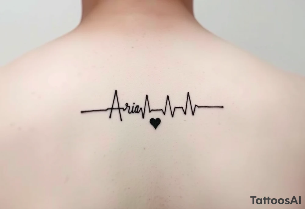 Name Aria to be written like a ECG with a little black heart at the end
Minimal tattoo for wrist tattoo idea