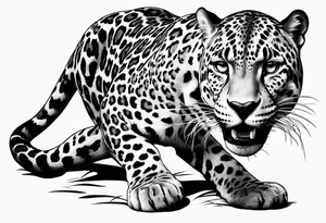 patch writhing jaguar, top side view, running, full jaguar body tattoo idea