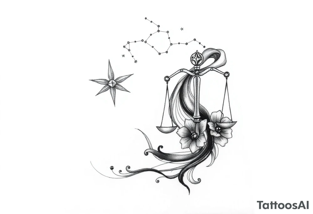 A tattoo representing my daughters one names Stella Sagittarius  a star a light a hope a guidance and the other Thalia libra a joy abundance and blooming .  Add also their constellation in the background tattoo idea