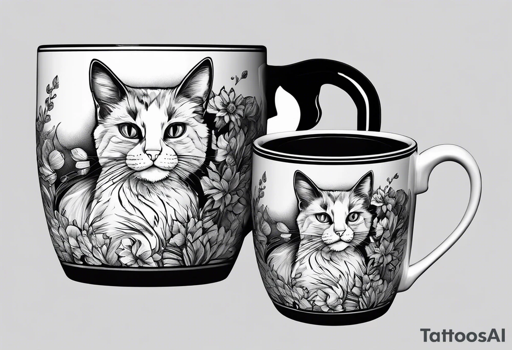 A mug with a cat in it tattoo idea