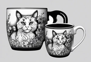 A mug with a cat in it tattoo idea