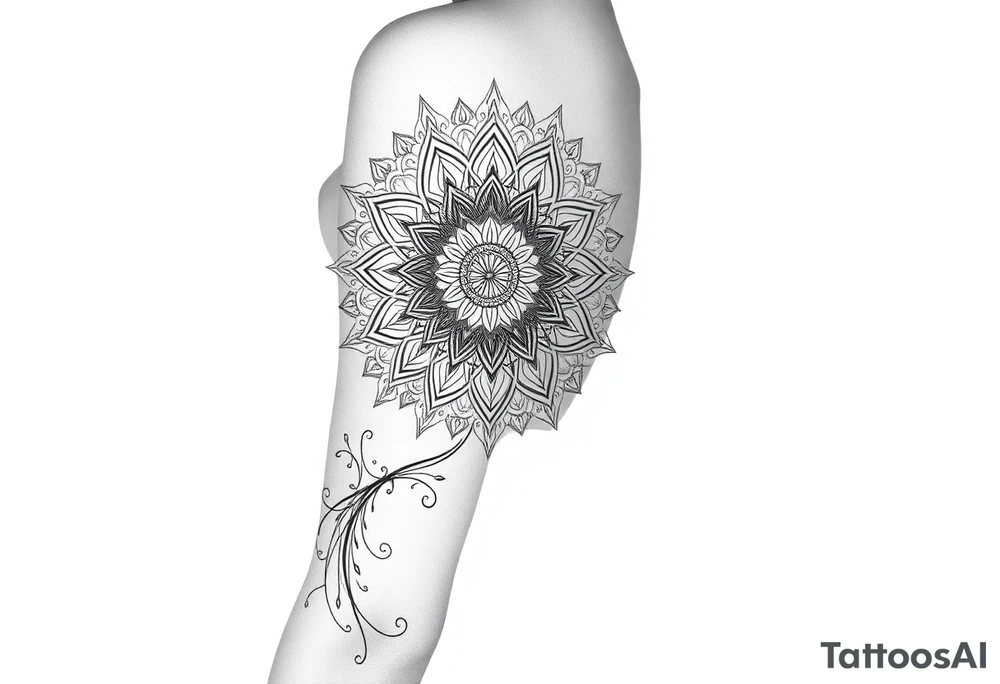 intricate mandala with sacred geometry and cosmic elements tattoo idea