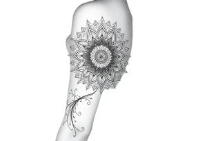 intricate mandala with sacred geometry and cosmic elements tattoo idea