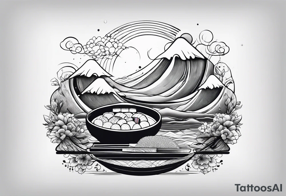 Minimalistic book design and incorporate sushi subtly tattoo idea