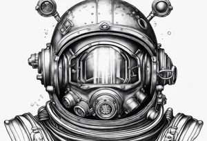 mark v diving helmet mixed with a space helmet tattoo idea