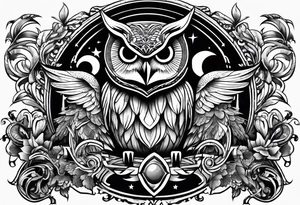 owl and cow wrestling tattoo idea
