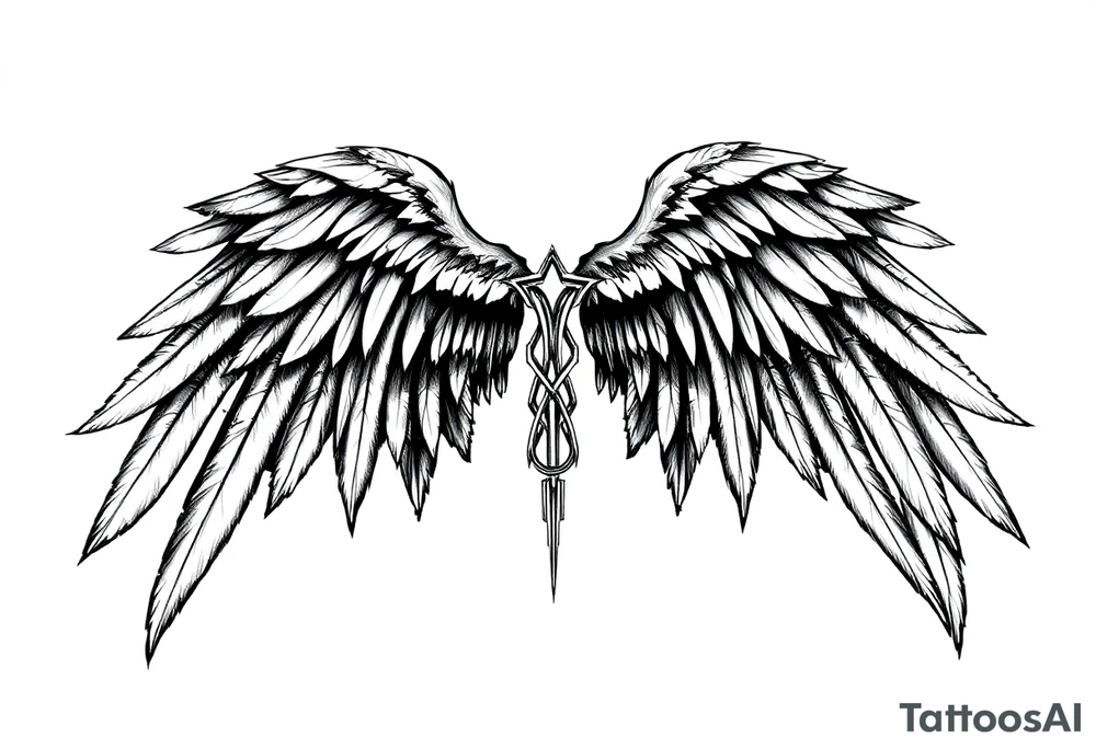 Long Angelwings straight down tattoo idea