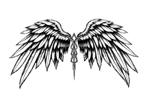 Long Angelwings straight down tattoo idea