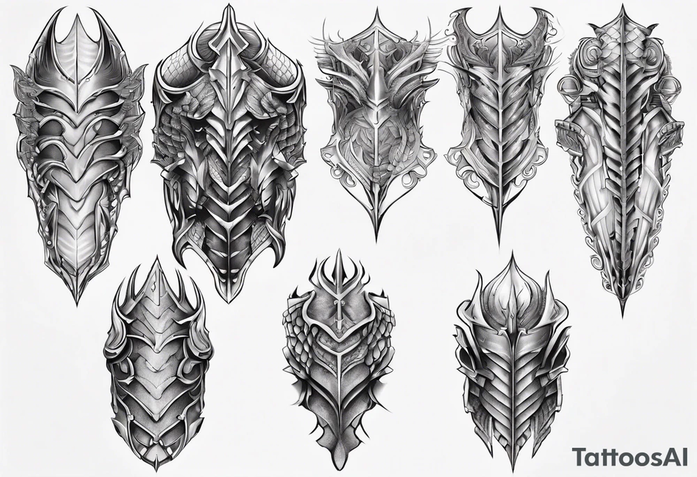 Dragonscale Leg armor symmetrical tattoo idea