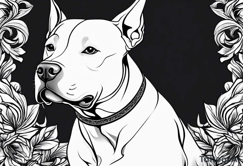 white pitbull pointed ears tattoo idea