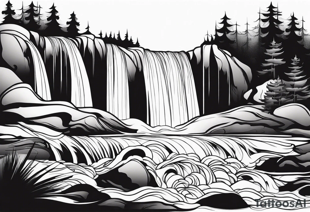Flowing Waterfall tattoo idea