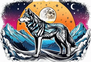 Wolf and moon tattoo idea