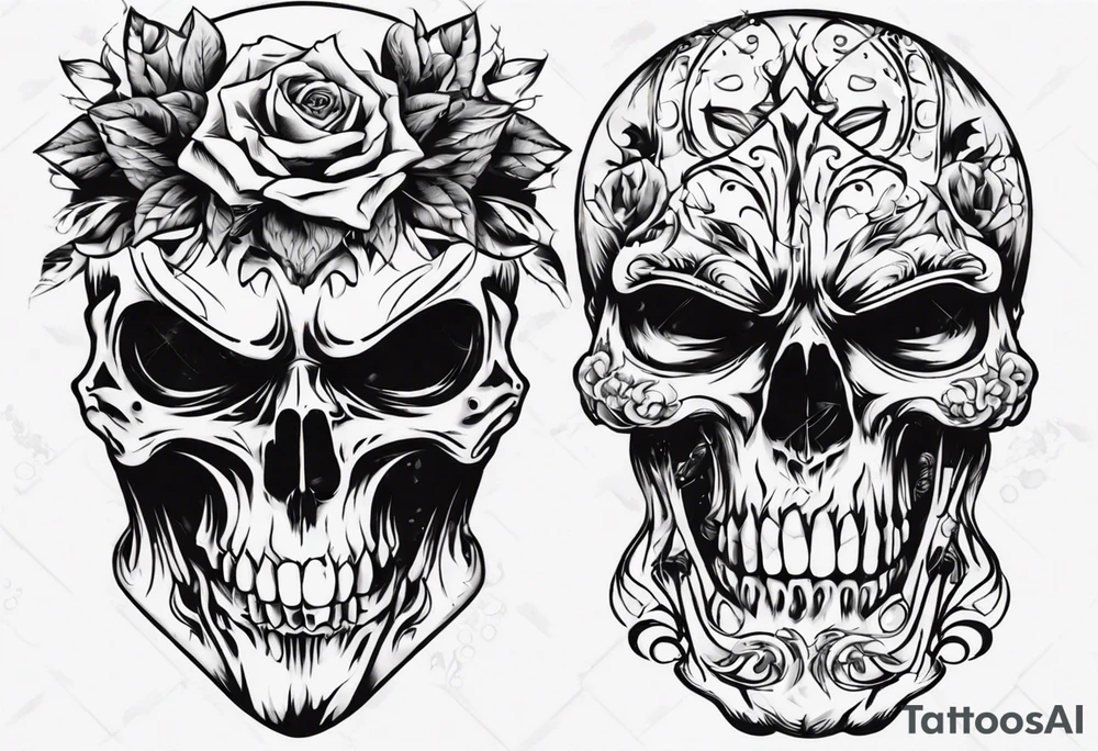 masked skull tattoo idea