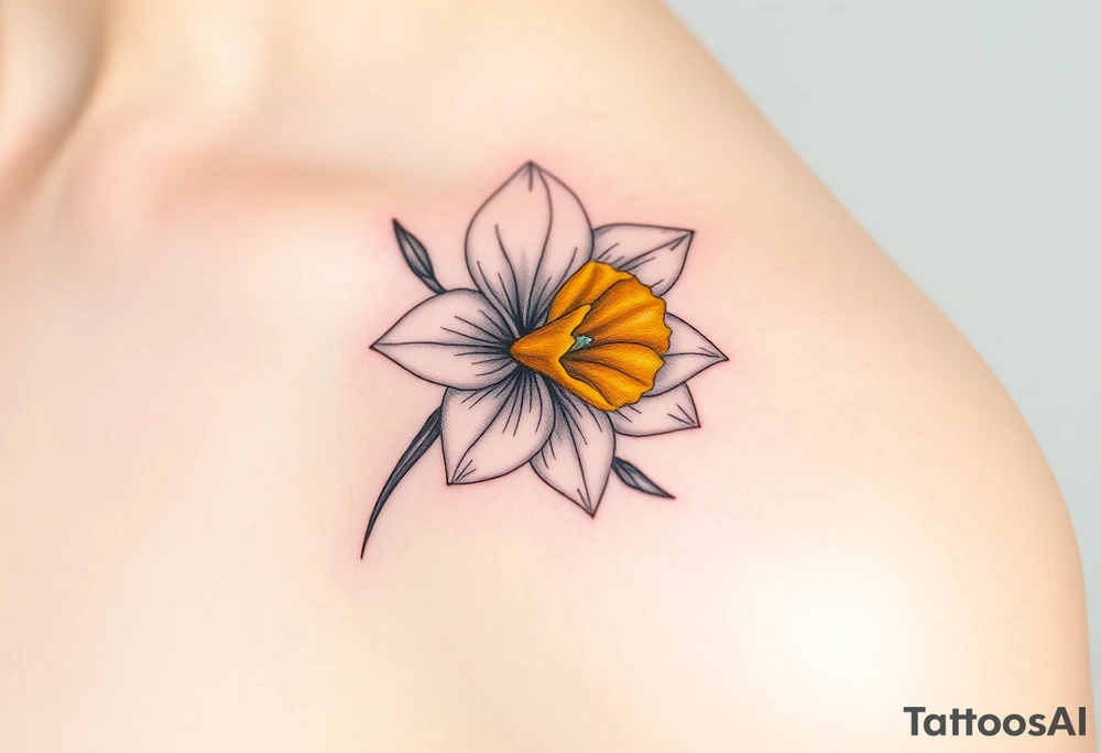 daffodil and the jonquil aquamarine stone tattoo idea