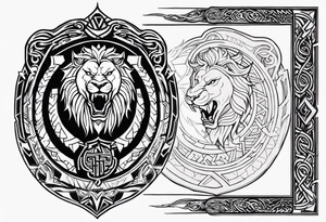 Valhalla sword shield lion dragon valknut tattoo idea