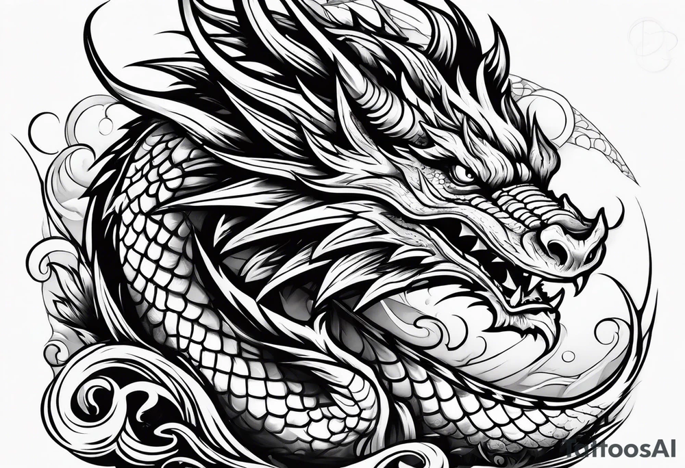 Old school dragon going up tattoo idea