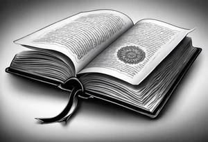 A blank open book with pages surrounding it tattoo idea