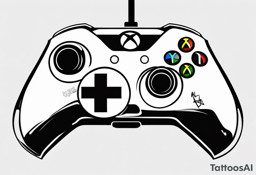 Mando de xbox con el número 7 y la palabra Máster tattoo idea