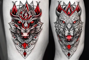 Dillon Forte Knee tattoo with tints of red and sacred geometry tattoo idea