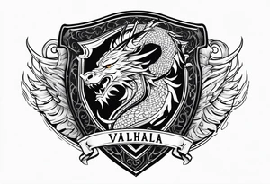 Valhalla shield dragon head tattoo idea