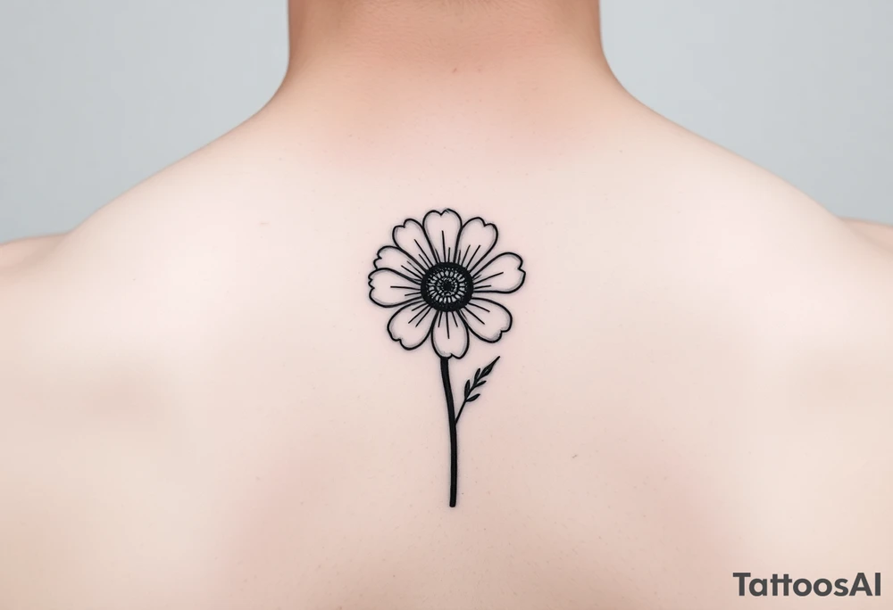 Minimalists marigold flower with g tattoo idea