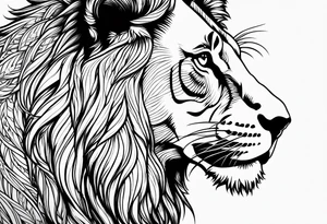 Une tête de lion de profil. tattoo idea