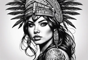 girl with aggressive animal headdress tattoo idea