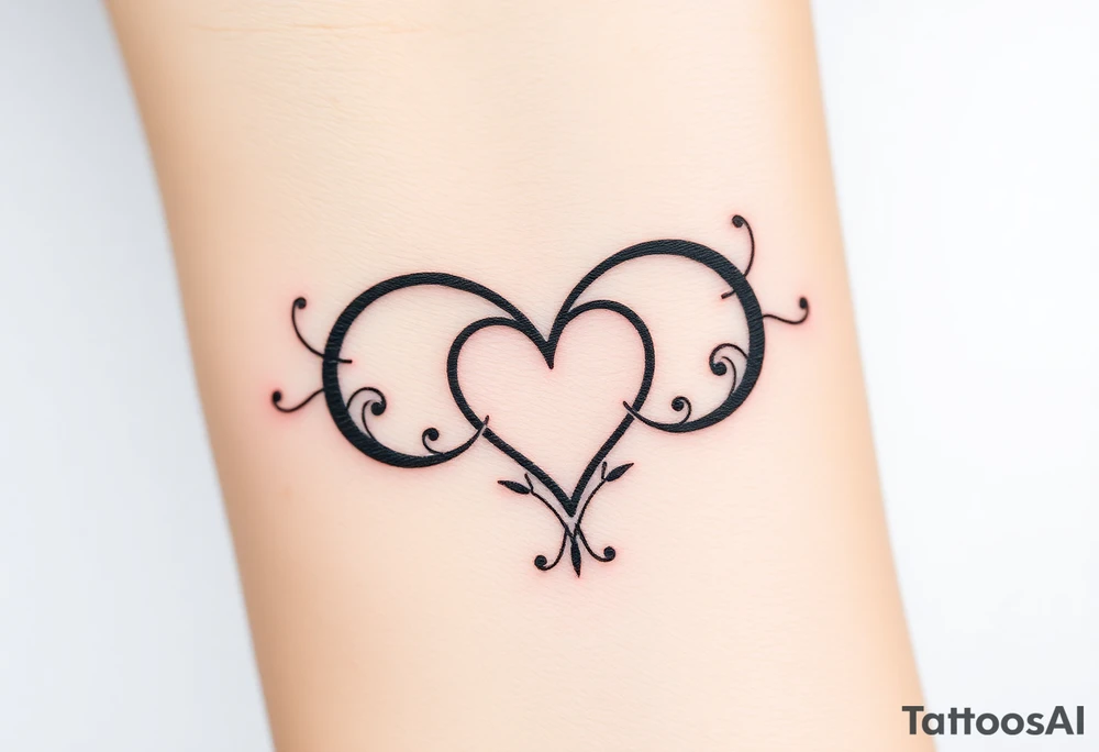 A infinity symbol, with one loop representing the family, intertwined with a heart tattoo idea