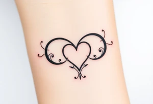 A infinity symbol, with one loop representing the family, intertwined with a heart tattoo idea