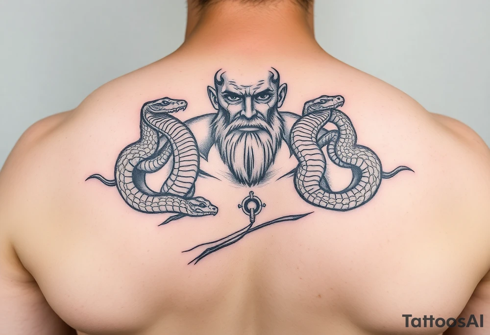 A giant man with snakes as arms tattoo idea