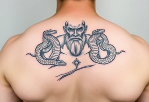 A giant man with snakes as arms tattoo idea