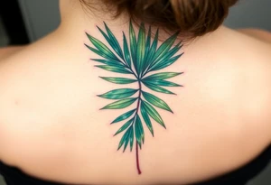 realistic large movement woven palm leaves tattoo idea
