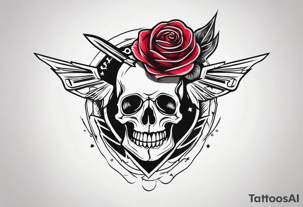 Messer mit Stacheldraht und Rose tattoo idea