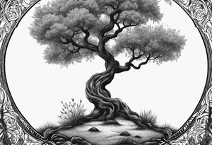 DNA helix embedded into the tree. The tree being a willow tree. tattoo idea
