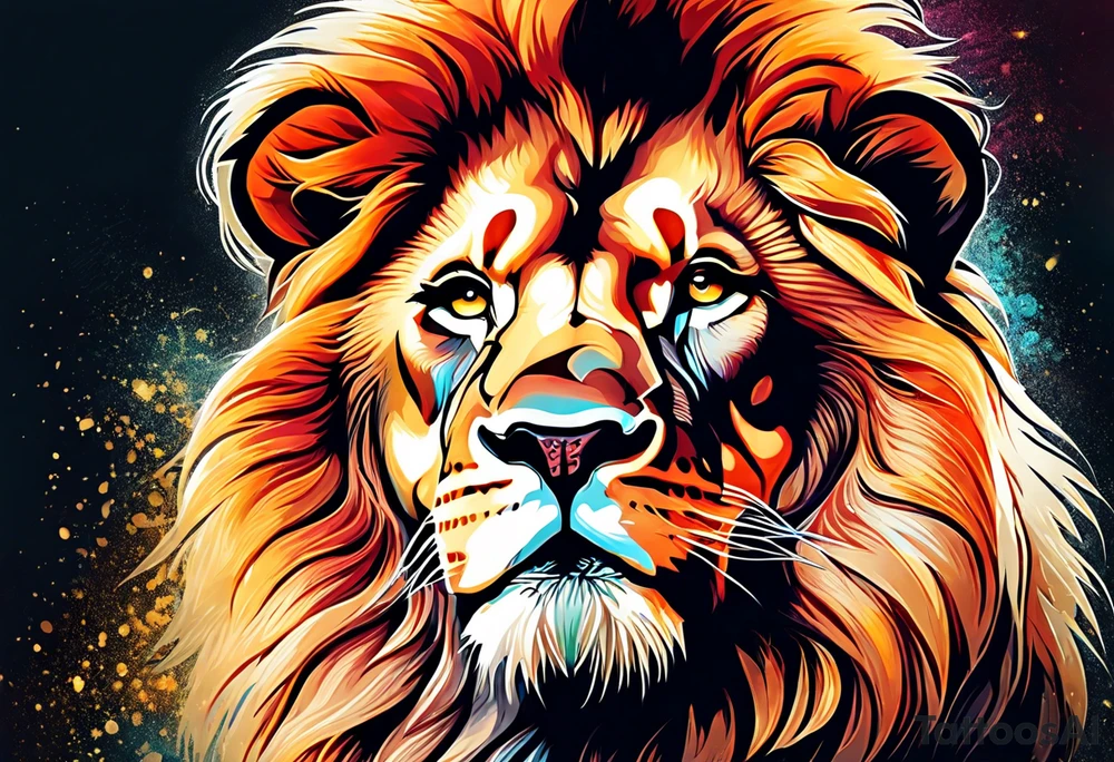 powerful majestic lion, close-up tattoo idea