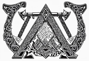 Valhalla sword chain barbed wire
 dragon axe Valknut tattoo idea