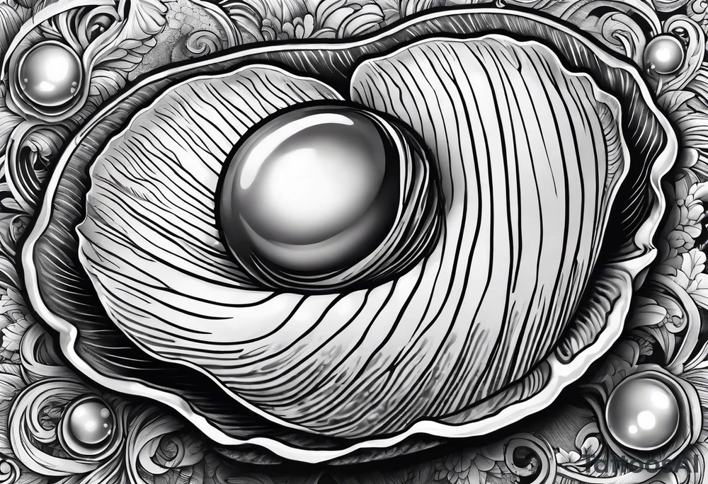 Open clam with pearl inside tattoo idea