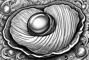 Open clam with pearl inside tattoo idea