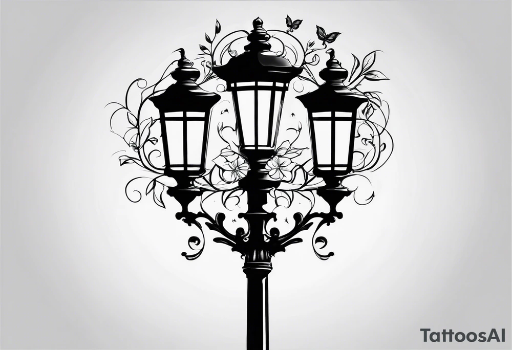 Street lamp whole thing no background tattoo idea