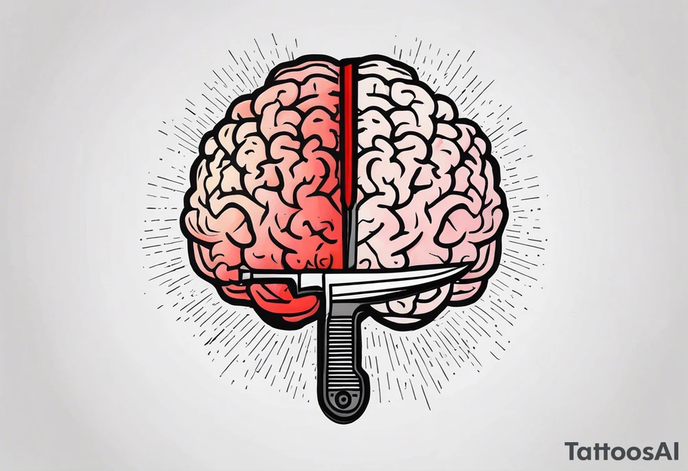a knife through a brain, discipline words tattoo idea