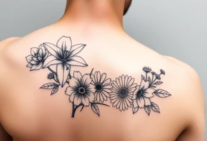 Forearm Water lily daisy carnation and chrysanthemum tattoo idea