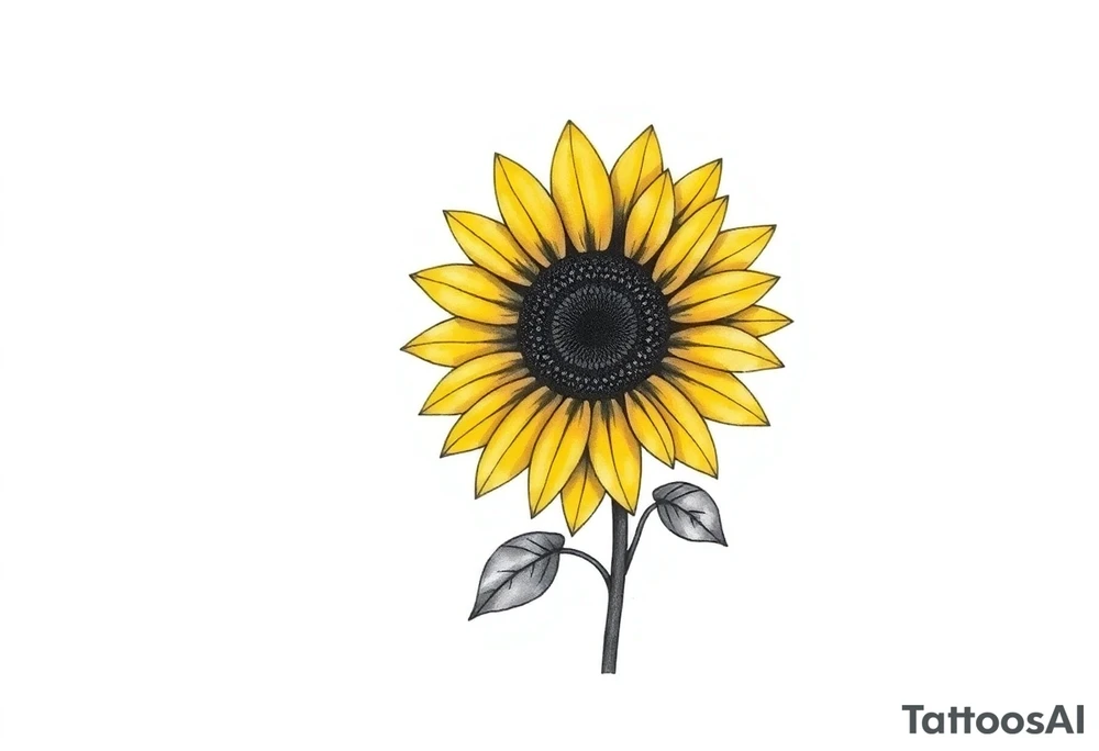 A minimalist sunflower tattoo that represents a shattered and betrayed gemini woman who fought hard throughout this year. With colors yellow and black. Make it unique and rare. Without leaves and stem. Simple but elegant. Cute and catchy tattoo idea