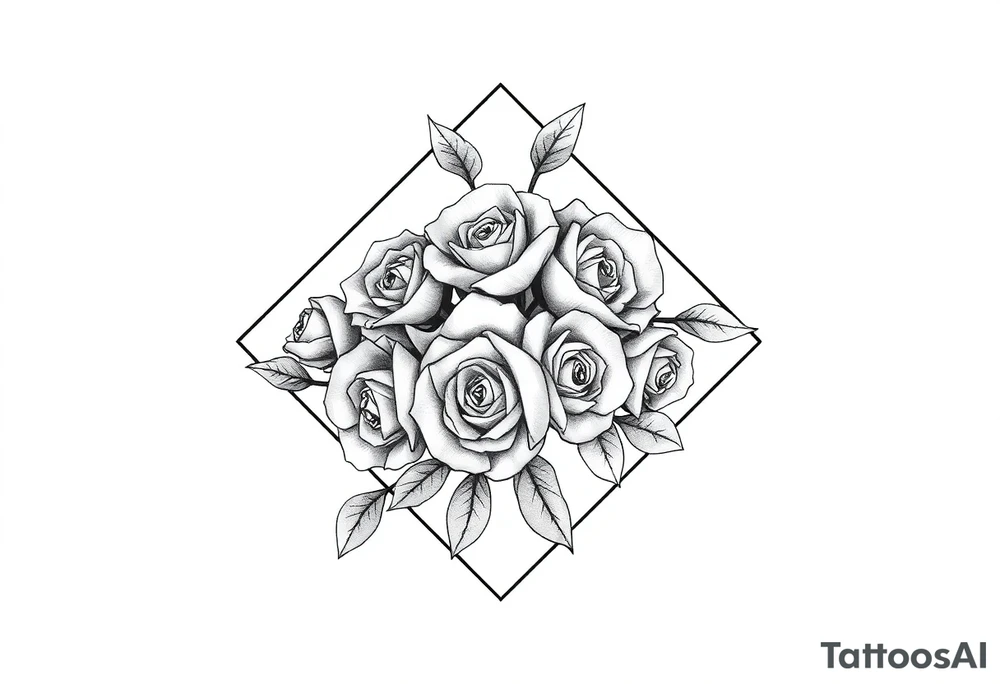 Small Roses filling up the inside of an lateral diamond shape tattoo idea