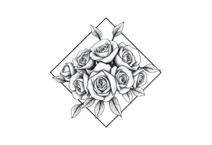 Small Roses filling up the inside of an lateral diamond shape tattoo idea