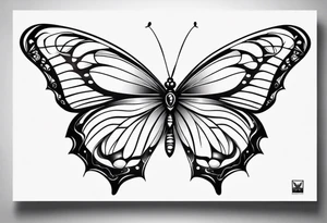 thin delicate contour butterfly tattoo idea