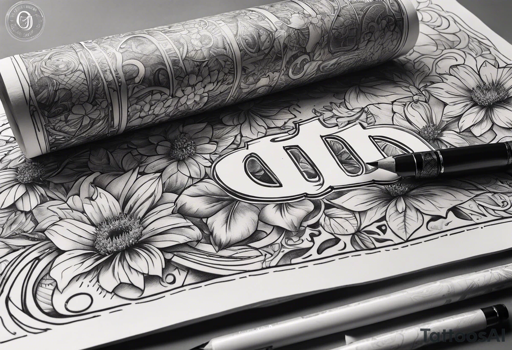 Rolls of money, flowers, & the letters MBB tattoo idea