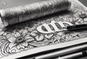 Rolls of money, flowers, & the letters MBB tattoo idea