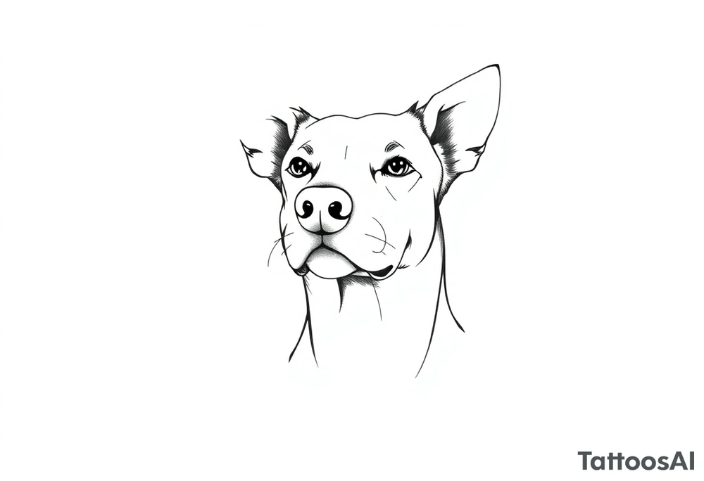 dog with a bee sitting on his nose. fine line very simple. more simple tattoo idea
