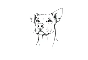 dog with a bee sitting on his nose. fine line very simple. more simple tattoo idea