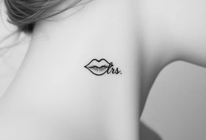 Feminine kiss mark tattooed on the neck with the initials lrs beside it tattoo idea